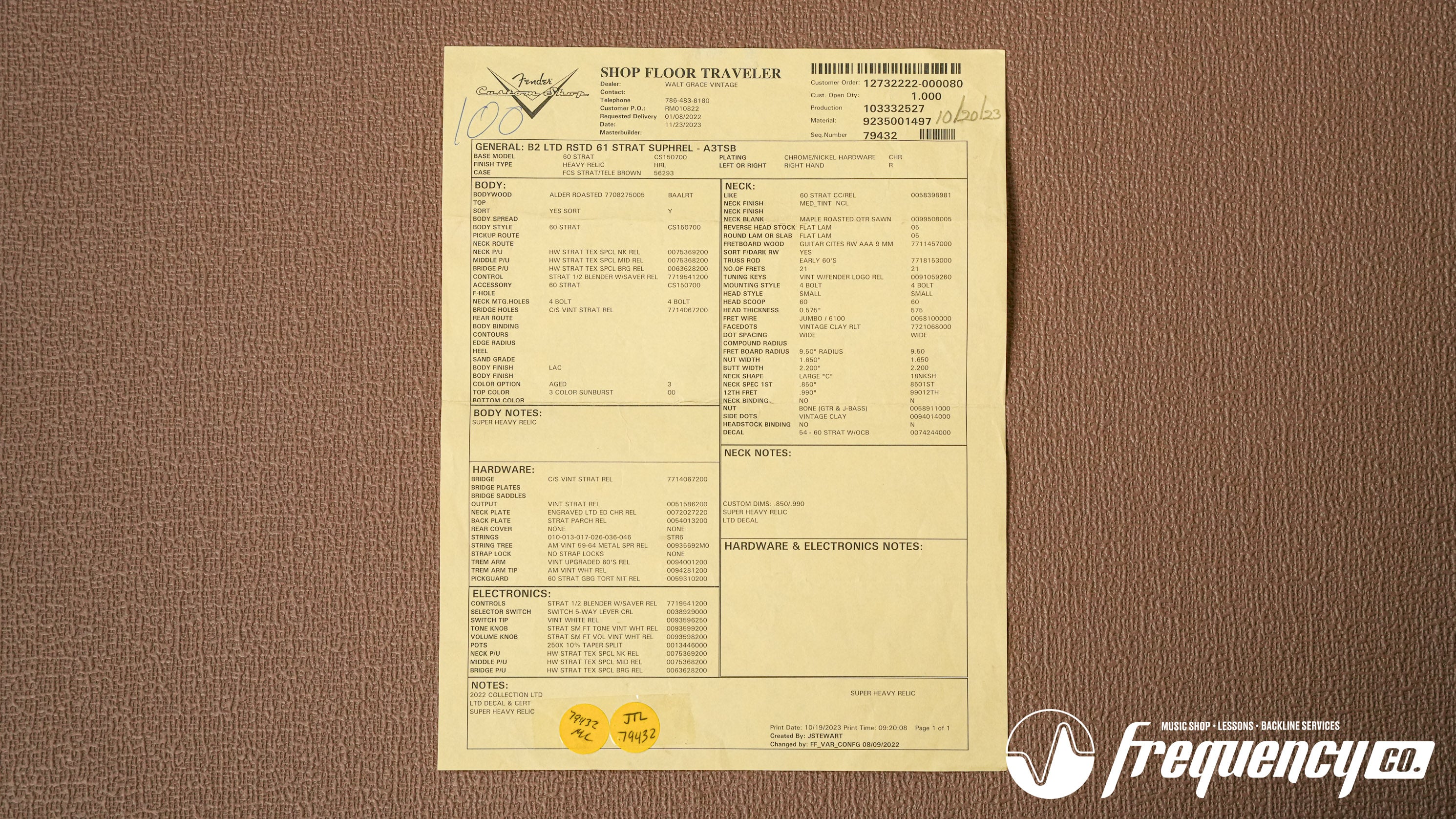 Fender Custom Shop Limited Edition Roasted Stratocaster 1961 Reissue in Sunburst with Rosewood Fingerboard - 2023