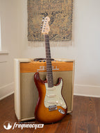 Fender American Deluxe Ash Stratocaster with a Premium Ash Body Finished in a Tabacco Sunburst