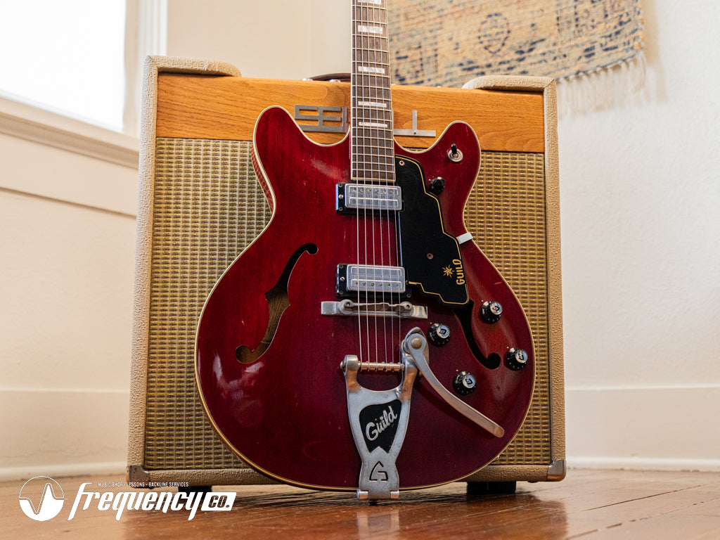 Guild Starfire V in Cherry Red with Rare Mahogany Body - 1965