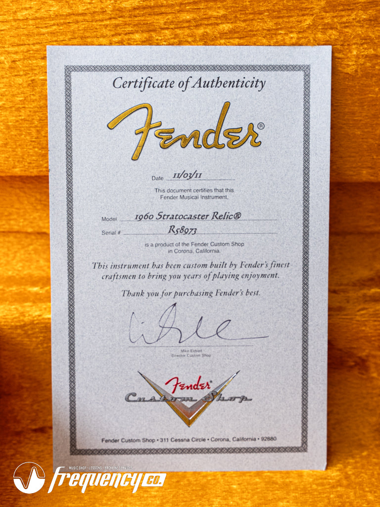 Fender Custom Shop 1960 Reissue Stratocaster Relic in 2 Tone Sunburst with a Rosewood Fingerboard - 2011