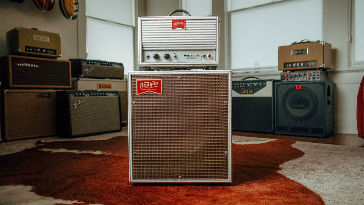 Benson Monarch Head and 1x12 Cabinet loaded with a Benson Weber Speaker in Pinstripe Finish