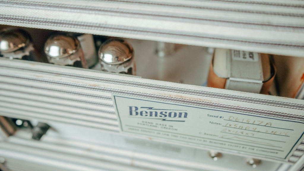Benson Monarch Head and 1x12 Cabinet loaded with a Benson Weber Speaker in Pinstripe Finish