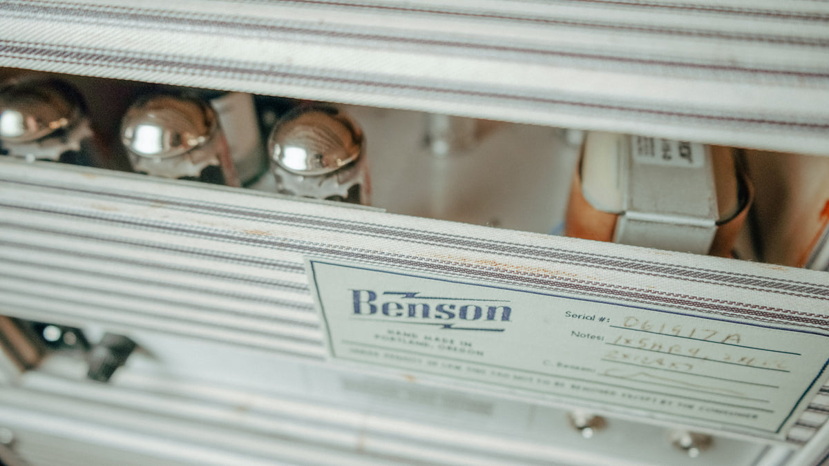 Benson Monarch Head and 1x12 Cabinet loaded with a Benson Weber Speaker in Pinstripe Finish