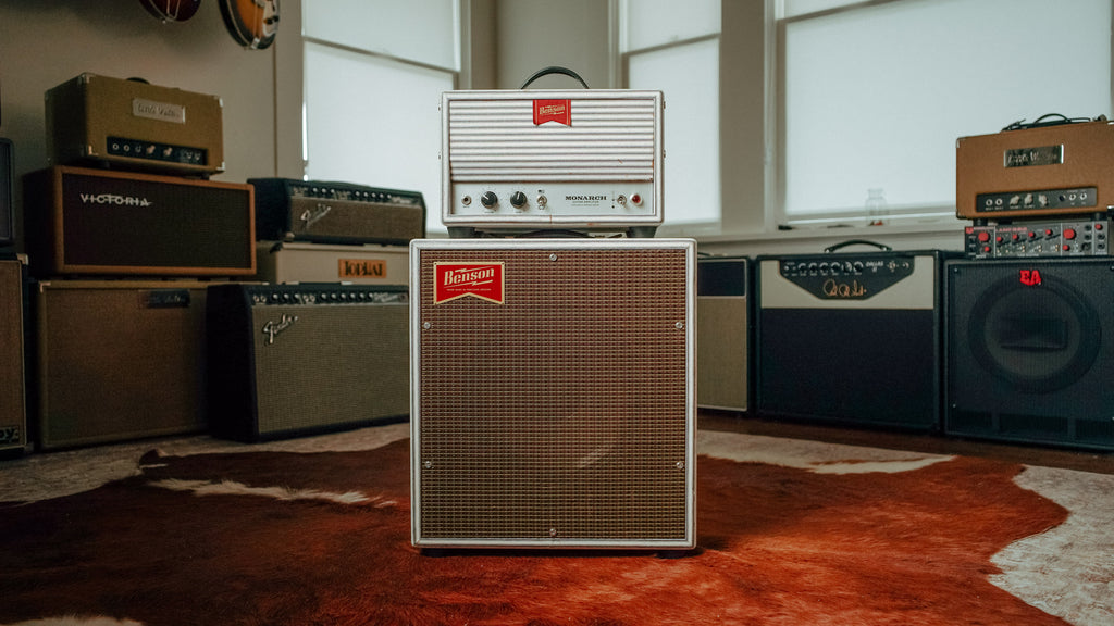Benson Monarch Head and 1x12 Cabinet loaded with a Benson Weber Speaker in Pinstripe Finish