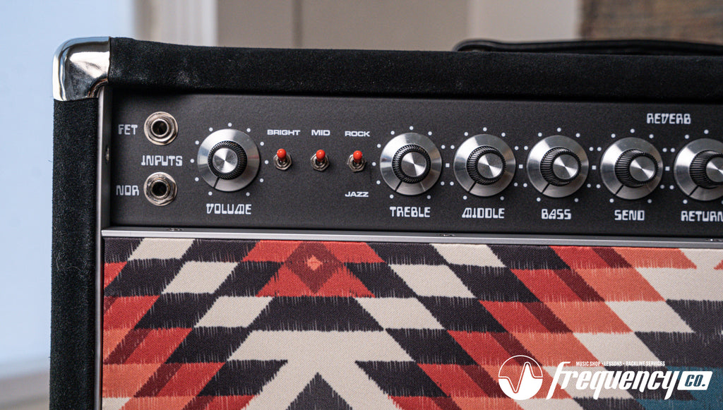Amplified Nation Overdrive Reverb 50 Watt Guitar Amplifier and Matching Cabinet in Black Suede and Aztec - 2024