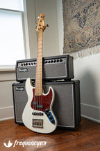 Gregg Guitars PJ5 Bass in Olympic White with an Chambered Ash Body and Roasted Flamed Maple Neck