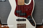 Gregg Guitars PJ5 Bass in Olympic White with an Chambered Ash Body and Roasted Flamed Maple Neck