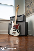 Gregg Guitars PJ5 Bass in Olympic White with an Chambered Ash Body and Roasted Flamed Maple Neck