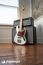 Gregg Guitars PJ5 Bass in Olympic White with an Chambered Ash Body and Roasted Flamed Maple Neck