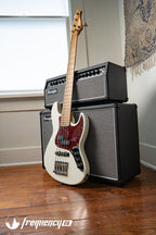 Gregg Guitars PJ5 Bass in Olympic White with an Chambered Ash Body and Roasted Flamed Maple Neck