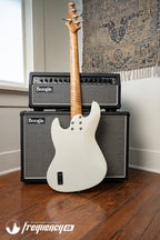 Gregg Guitars PJ5 Bass in Olympic White with an Chambered Ash Body and Roasted Flamed Maple Neck
