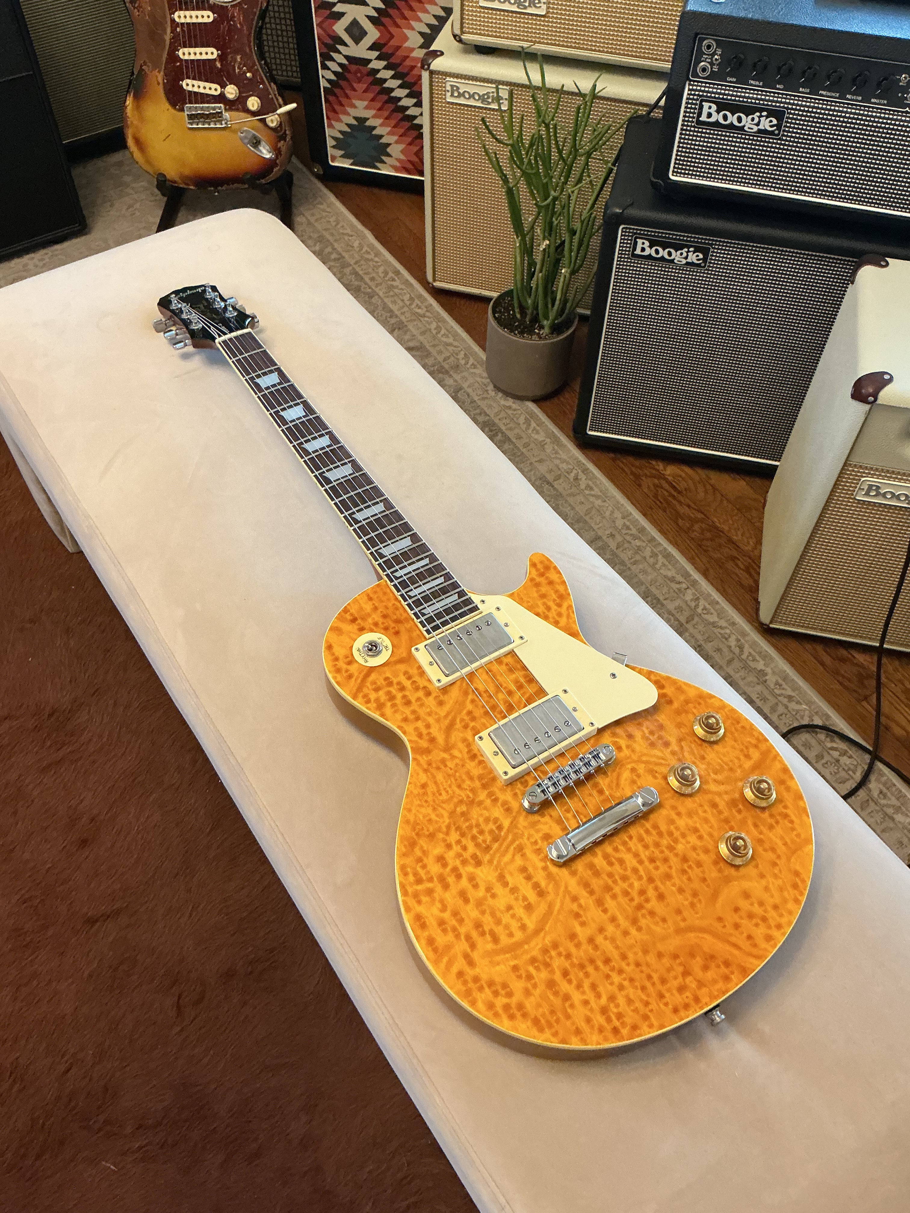 Epiphone Les Paul with Birdseye Maple Top in Custom Orange Crush Finish - 90’s